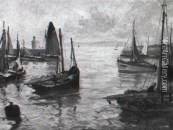 Boats In The Harbor Oil Painting - Paul Emile Lecomte