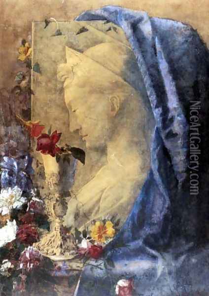 Still life with S. Cecilia Oil Painting - Giovanni Segantini