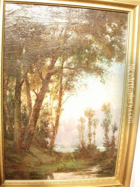 Lac Des Quatre Cantons Oil Painting - Auguste Henry Berthoud
