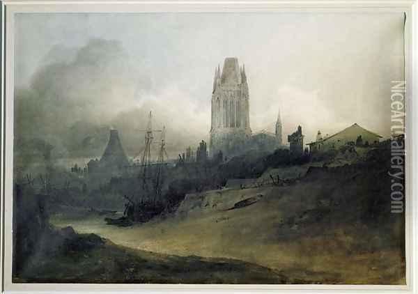 St. Mary's Redcliffe, Bristol, Dawn Oil Painting - John Sell Cotman