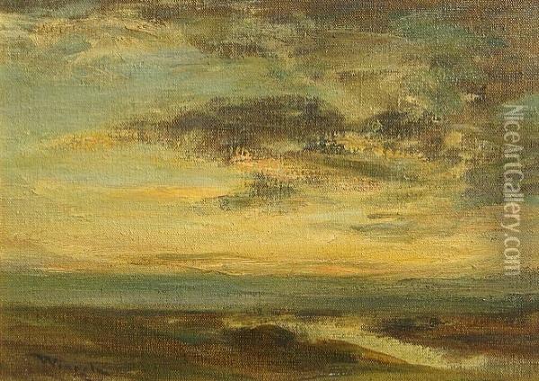 Sunset Over The Moors Oil Painting - James Lawton Wingate