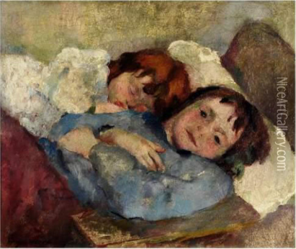 Enfants Endormis Oil Painting - Henri Ottmann