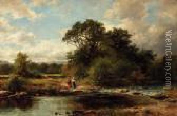 Crossing The River Oil Painting - John Syer