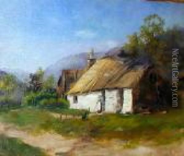 A Cottage Oil Painting - James Stuart Park