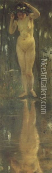 Madchen Am Wasserspiegel Oil Painting - Lovis Corinth