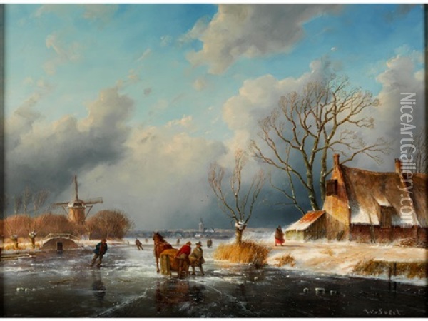 Eisvergnugen Oil Painting - Louis Willem Van Soest