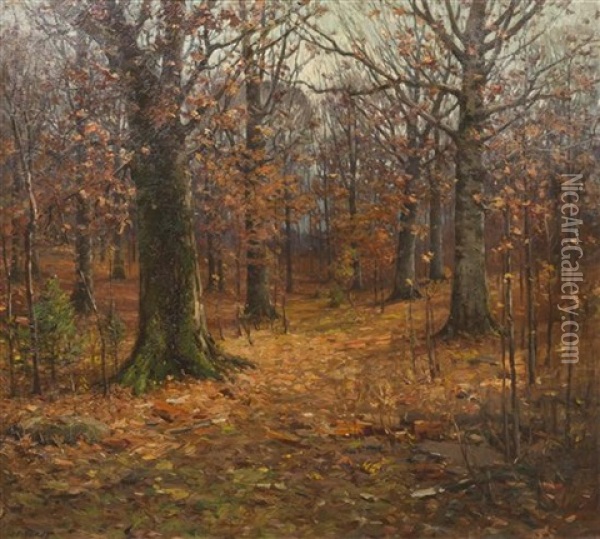 Fall Day In The Forest Oil Painting - John Elwood Bundy
