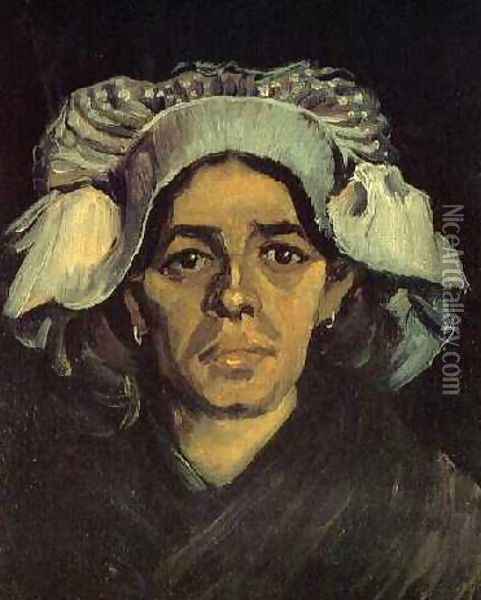 Head Of A Peasant Woman With White Cap IV Oil Painting - Vincent Van Gogh
