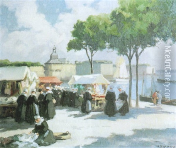Marche Pres De Concarneau Oil Painting - Henri Alphonse Barnoin