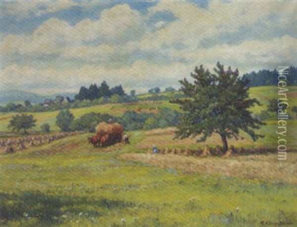 Erntezeit (dorndorf, Westerwald) Oil Painting - Maximilian Klein Von Diepold