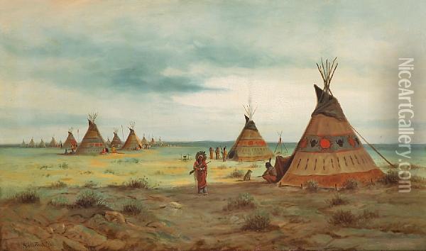 Cheyenne Camp Oil Painting - Astley David Middleton Cooper