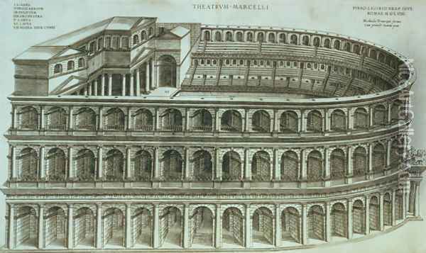 Plan of the Theatre of Marcellus, Rome, 1558 Oil Painting - Michael Tramezini