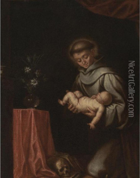 St. Anthony Of Padua With The Christ Child Oil Painting - Alonso Cano