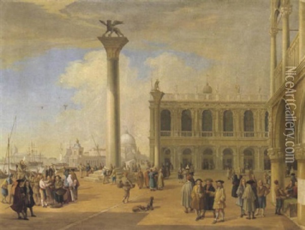 Blick Auf Die Piazzetta In Venedig Oil Painting - Luca Carlevarijs