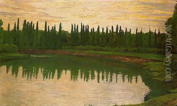 Reflejos en el lago Oil Painting - Santiago Rusinol i Prats