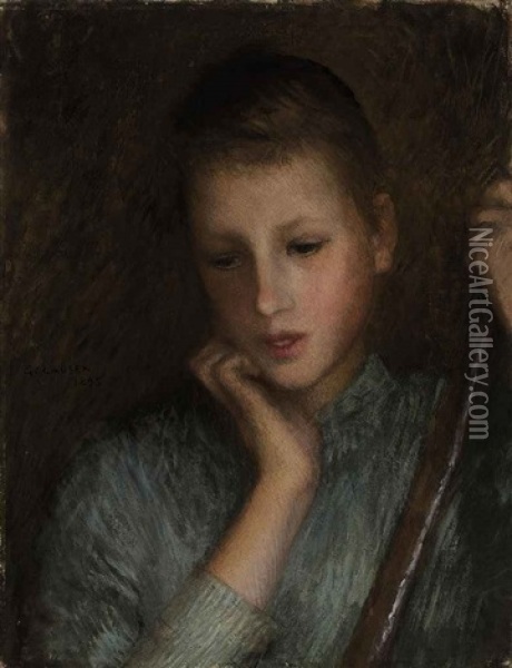 Pensive Oil Painting - Sir George Clausen