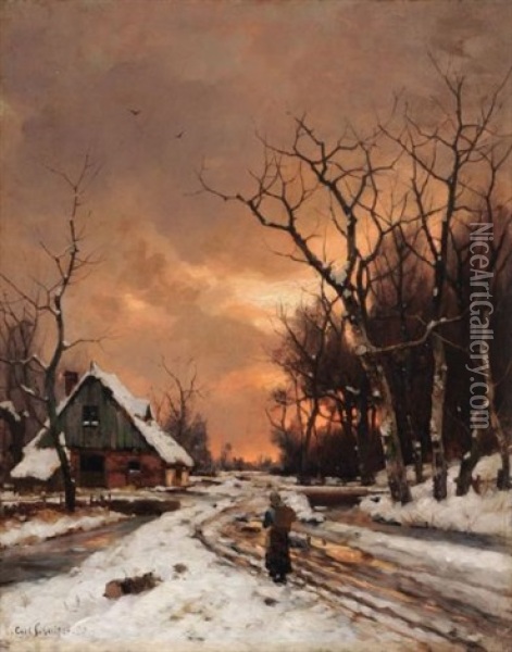 Niederrheinische Winterlandschaft Oil Painting - Karl Schultze
