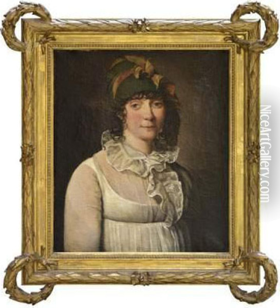 Portrait De Femme. Oil Painting - Michel Garnier