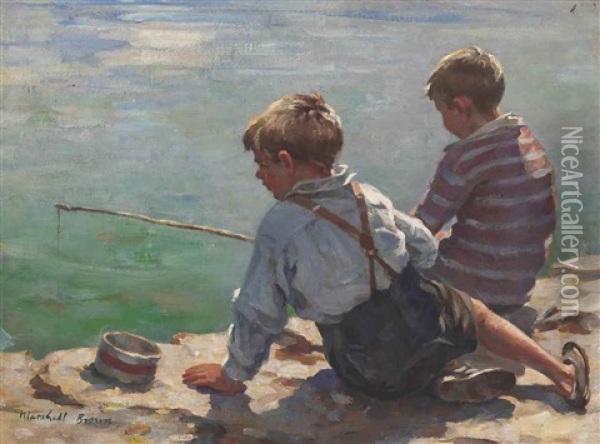 Fishing Oil Painting - William Marshall Brown