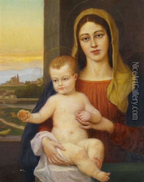Maria Mit Dem Christuskind Oil Painting - Eduard Kasparides