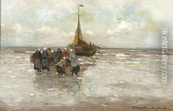 Collecting the catch Oil Painting - Gerhard Arij Ludwig Morgenstje Munthe