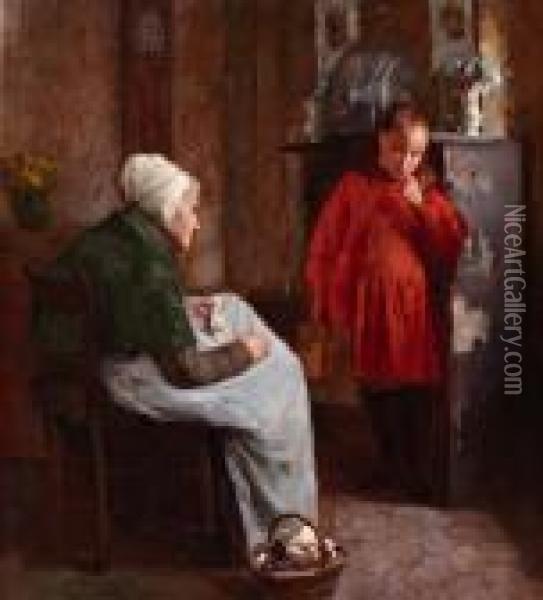 Grootmoeder En Kleindochter Oil Painting - Paul Albert Besnard