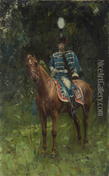 Re Umberto I A Cavallo Oil Painting - Francesco Paolo Michetti