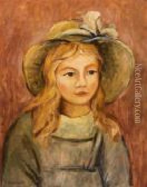 Portrait Of A Girl Oil Painting - Tadeusz Makowski