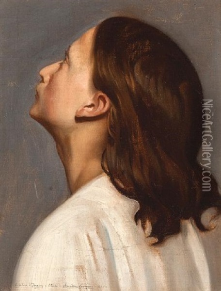 A Youth (study) Oil Painting - Claudius Lavergne