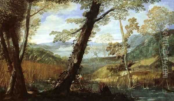 River Landscape 2 Oil Painting - Annibale Carracci