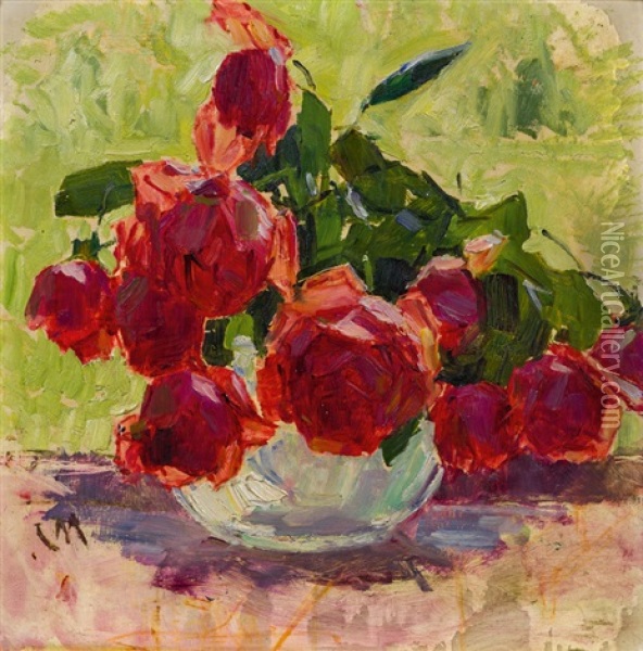 Rosen Oil Painting - Carl Moll