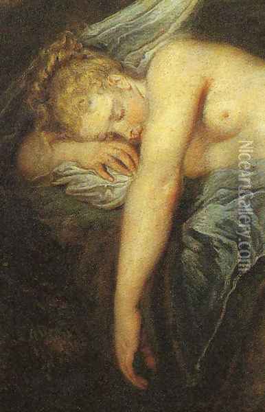 Jupiter und Antiope (detail 1) Oil Painting - Jean-Antoine Watteau
