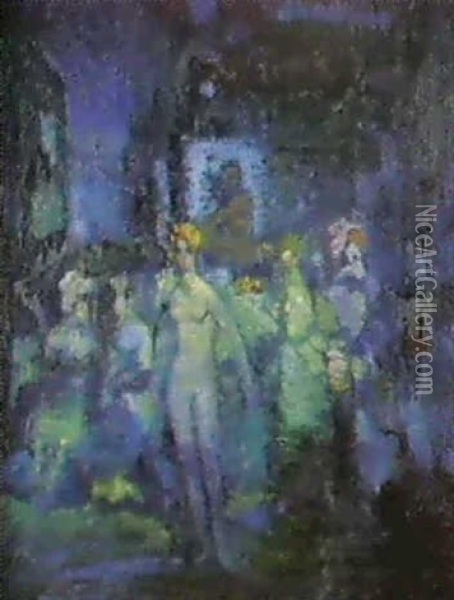 Damas De La Noche En Carneval Oil Painting - Federico Beltran Masses