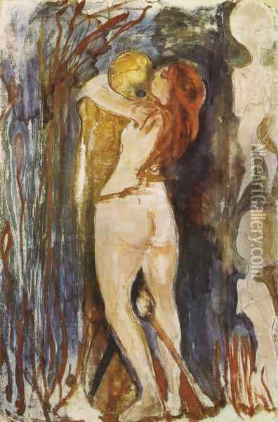 The Death and the young girl 1893 Oil Painting - Edvard Munch