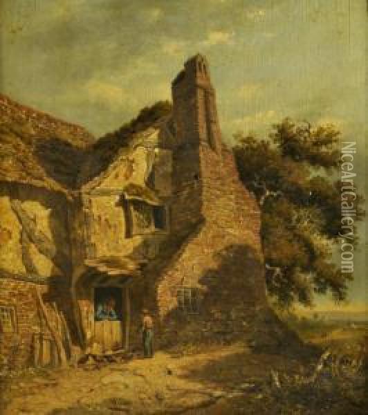 A Peasant Farmhouse Oil Painting - David Hodgson