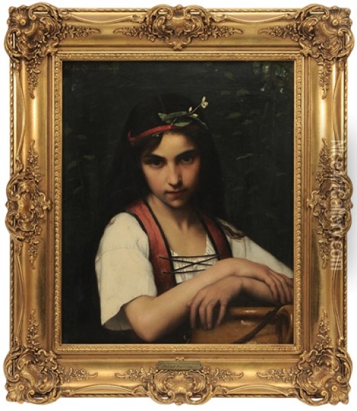 Portrait Of A Young Girl Oil Painting - Alfred Guillou