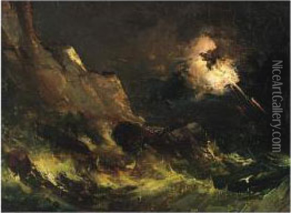 A Storm At Sea Oil Painting - Francis Alleyne