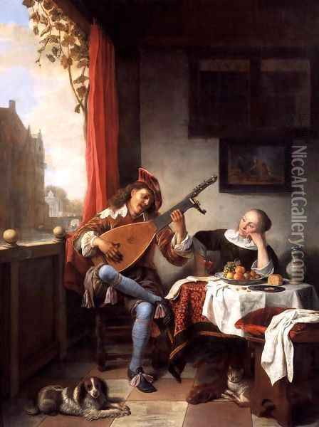 The Lute Player Oil Painting - Hendrick Maertensz. Sorch (see Sorgh)