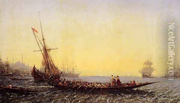 Harbour in Constantinople, 1880s Oil Painting - Felix Ziem