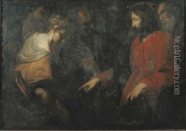 Cristo E L'adultea Oil Painting - Pietro della Vecchia