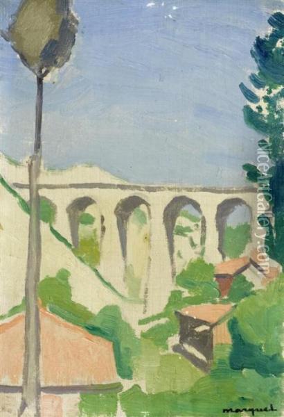 Landscape With Viaduct Near Riaux, L'estaque Oil Painting - Albert Marquet