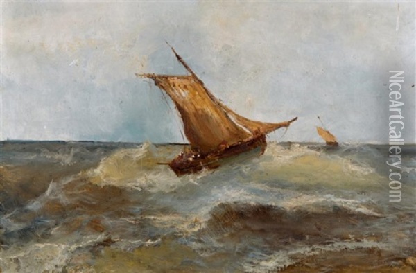 Deux Voiliers En Mer Oil Painting - Alfred Godchaux