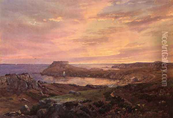 Old Fort at Conanicut, Rhode Island Oil Painting - William Trost Richards