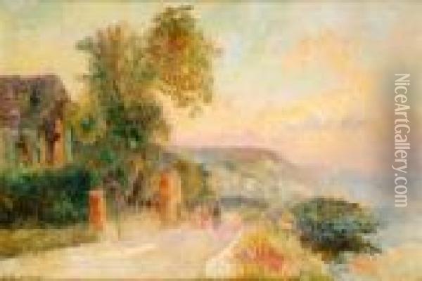 Promeneurs En Bords De Seine, Circa 1900 Oil Painting - Albert Lebourg