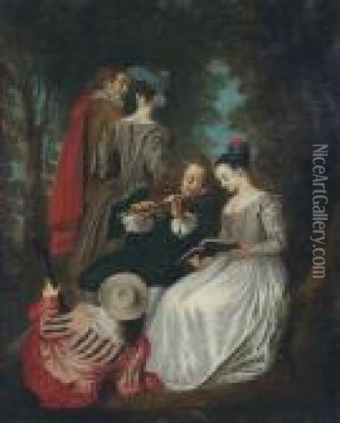 L'accord Parfait Oil Painting - Watteau, Jean Antoine