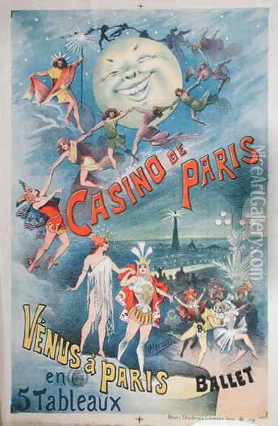 Poster advertising the Revue 'Venus a Paris' at the Casino de Paris (late 19th century) Oil Painting - Alfred Choubrac