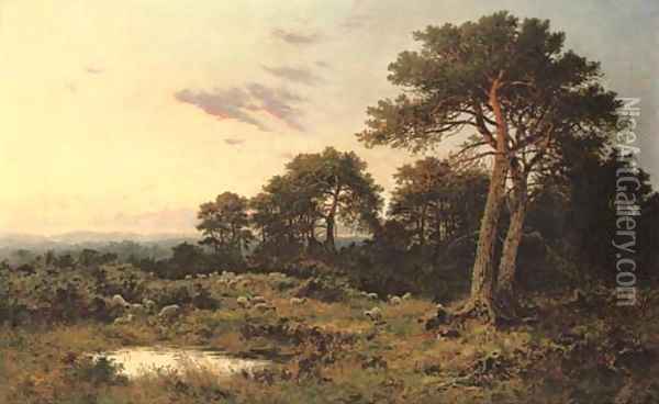 Evening on the Surrey Wolds Oil Painting - Benjamin Williams Leader