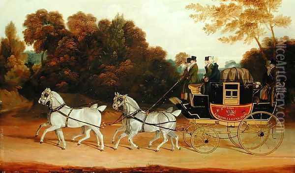 The Wellington Coach' (The Newcastle-York-London Mail), c.1818 Oil Painting - John Cordrey