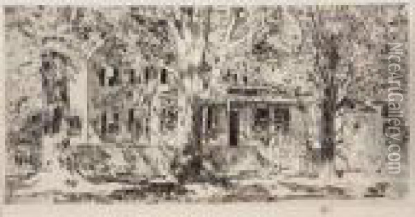 House On Main Street, Easthampton Oil Painting - Frederick Childe Hassam