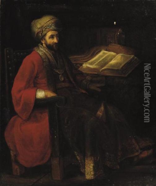 King David Reading The Holy Scripture Oil Painting - Rembrandt Van Rijn